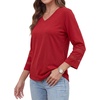 image:image34 Length Lace Sleeve Tops for Women  Casual Womens Crew Neck T ShirtsRed