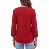 image:image34 Length Lace Sleeve Tops for Women  Casual Womens Crew Neck T ShirtsRed