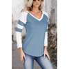 image:image34 Sleeve T Shirts for Women  Color Block Raglan V Neck Top and TeesBlue and White