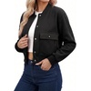 image:imageCropped Bomber Jacket Women  Casual Crop Fleece Womens Varsity JacketsBlack