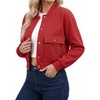 image:imageCropped Bomber Jacket Women  Casual Crop Fleece Womens Varsity JacketsRed