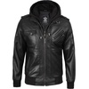 image:imageDecrum Detachable Hood Real Lambskin Leather Bomber Jacket MenBlack