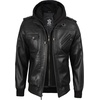 image:imageDecrum Detachable Hood Real Lambskin Leather Bomber Jacket MenBlack