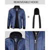 image:imageDecrum Detachable Hood Real Lambskin Leather Bomber Jacket MenBlue