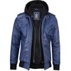 image:imageDecrum Detachable Hood Real Lambskin Leather Bomber Jacket MenBlue