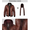 image:imageDecrum Detachable Hood Real Lambskin Leather Bomber Jacket MenBrown