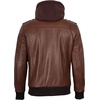 image:imageDecrum Detachable Hood Real Lambskin Leather Bomber Jacket MenBrown