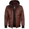 image:imageDecrum Detachable Hood Real Lambskin Leather Bomber Jacket MenBrown