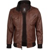 image:imageDecrum Detachable Hood Real Lambskin Leather Bomber Jacket MenBrown