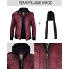 image:imageDecrum Detachable Hood Real Lambskin Leather Bomber Jacket MenBurgundy