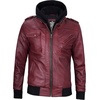 image:imageDecrum Detachable Hood Real Lambskin Leather Bomber Jacket MenBurgundy