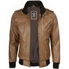 image:imageDecrum Detachable Hood Real Lambskin Leather Bomber Jacket MenCamel
