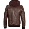 image:imageDecrum Detachable Hood Real Lambskin Leather Bomber Jacket MenDark Brown