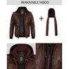 image:imageDecrum Detachable Hood Real Lambskin Leather Bomber Jacket MenDark Brown