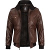 image:imageDecrum Detachable Hood Real Lambskin Leather Bomber Jacket MenDark Brown