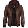 image:imageDecrum Detachable Hood Real Lambskin Leather Bomber Jacket MenDark Brown