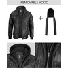 image:imageDecrum Detachable Hood Real Lambskin Leather Bomber Jacket MenGrey