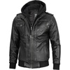 image:imageDecrum Detachable Hood Real Lambskin Leather Bomber Jacket MenGrey