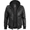 image:imageDecrum Detachable Hood Real Lambskin Leather Bomber Jacket MenGrey