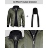 image:imageDecrum Detachable Hood Real Lambskin Leather Bomber Jacket MenOlive Green