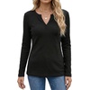 image:imageDecrum Henley Shirts for Women  Casual Buttonless Waffle Long Sleeve TopsBlack