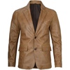 image:imageDecrum Mens 100 Lambskin Leather Blazer Jacket Notch Lapel for Formal WearCamel