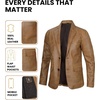 image:imageDecrum Mens 100 Lambskin Leather Blazer Jacket Notch Lapel for Formal WearCamel