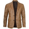 image:imageDecrum Mens 100 Lambskin Leather Blazer Jacket Notch Lapel for Formal WearCamel