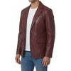 image:imageDecrum Mens 100 Lambskin Leather Blazer Jacket Notch Lapel for Formal WearMaroon