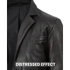image:imageDecrum Mens 100 Lambskin Leather Blazer Jacket Notch Lapel for Formal WearMaroon Distress Black