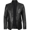 image:imageDecrum Mens 100 Lambskin Leather Blazer Jacket Notch Lapel for Formal WearSamul Black