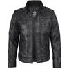 image:imageDecrum Mens Cafe Racer Style Real Lambskin Leather Jacket with Zip ClosureDistressed Black