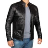 image:imageDecrum Mens Leather Jacket  Real Lambskin Cafe Racer Motorcycle Style Leather Jackets for MenAustin Black