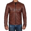 image:imageDecrum Mens Leather Jacket  Real Lambskin Cafe Racer Motorcycle Style Leather Jackets for MenAustin Brown