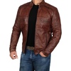 image:imageDecrum Mens Leather Jacket  Real Lambskin Cafe Racer Motorcycle Style Leather Jackets for MenAustin Brown