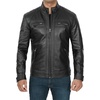 image:imageDecrum Mens Leather Jacket  Real Lambskin Cafe Racer Motorcycle Style Leather Jackets for MenDiamond 1 Black