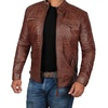 image:imageDecrum Mens Leather Jacket  Real Lambskin Cafe Racer Motorcycle Style Leather Jackets for MenDiamond 1 Brown