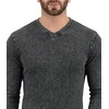 image:imageDecrum Mens Long Sleeve Shirt  Soft Poly Cotton T Shirts for MensBlack Acid Wash