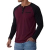image:imageDecrum Mens Raglan Long Sleeve Button Henley ShirtsMaroon Black  Mens Pocket Henley Raglan Long Sleeve