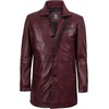 image:imageDecrum Mens Real Lambskin Leather Car Coat with Quilted Design PanelsBurgundy