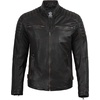 image:imageDecrum Mens Real Lambskin Leather Jacket Cafe Racer Casual FashionBlack  Maroon Wash