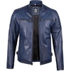 image:imageDecrum Mens Real Lambskin Leather Jacket Cafe Racer Casual FashionBlue