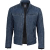 image:imageDecrum Mens Real Lambskin Leather Jacket Cafe Racer Casual FashionBlue Wash