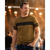 image:imageDecrum Mens Short Sleeve Crew Neck Striped T ShirtsBrown  3 Striped Short Sleeve