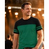 image:imageDecrum Mens Short Sleeve Crew Neck Striped T ShirtsGreen  2 Stripes Short Sleeve