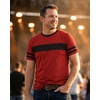 image:imageDecrum Mens Short Sleeve Crew Neck Striped T ShirtsRed  3 Striped Short Sleeve