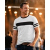 image:imageDecrum Mens Short Sleeve Crew Neck Striped T ShirtsWhite  3 Striped Short Sleeve