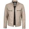 image:imageDecrum Motorcycle Style Cafe Racer Mens Leather Jacket with Zip ClosureBeige
