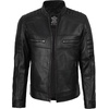 image:imageDecrum Motorcycle Style Cafe Racer Mens Leather Jacket with Zip ClosureBlack
