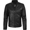 image:imageDecrum Motorcycle Style Cafe Racer Mens Leather Jacket with Zip ClosureBlack